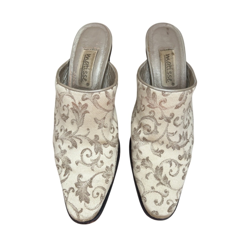 Matisse jacquard gold mules slip on heels size 6